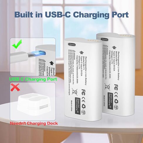 2 Pack Removable Battery for Wyze Battery Cam Pro/Wyze Wireless Duo Cam Doorbell/Wyze Palm Lock, 7000mAh Rechargeable Outdoor Battery Pack Replacement with USB-C Port WBAT1 WBAT2 in Saudi Arabia