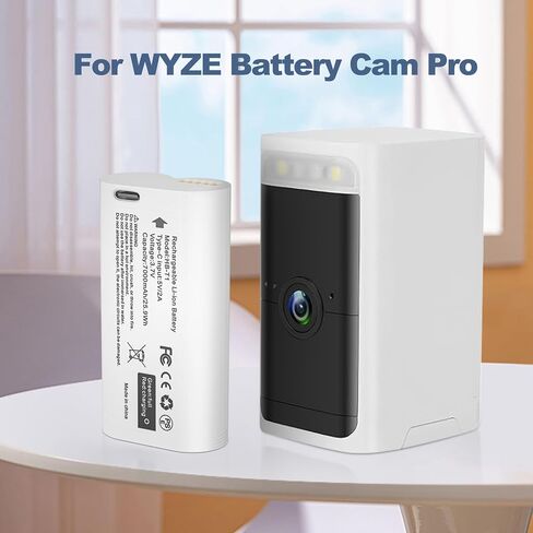 2 Pack Removable Battery for Wyze Battery Cam Pro/Wyze Wireless Duo Cam Doorbell/Wyze Palm Lock, 7000mAh Rechargeable Outdoor Battery Pack Replacement with USB-C Port WBAT1 WBAT2 in Saudi Arabia