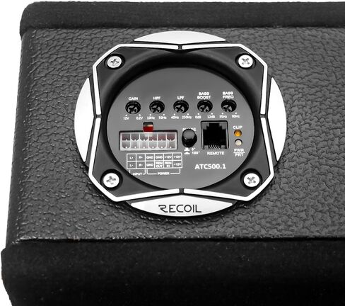 Recoil ATC500.1 MAX 1,000 Watts Class-D مضخم صوت أحادي الكتلة للسيارة، 2 أوم ثابت، صندوق مضخم صوت مناسب بشكل مباشر، مقبض جهير عن بعد متضمن in Kuwait