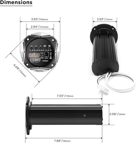 Recoil ATC500.1 MAX 1,000 Watts Class-D مضخم صوت أحادي الكتلة للسيارة، 2 أوم ثابت، صندوق مضخم صوت مناسب بشكل مباشر، مقبض جهير عن بعد متضمن in Kuwait