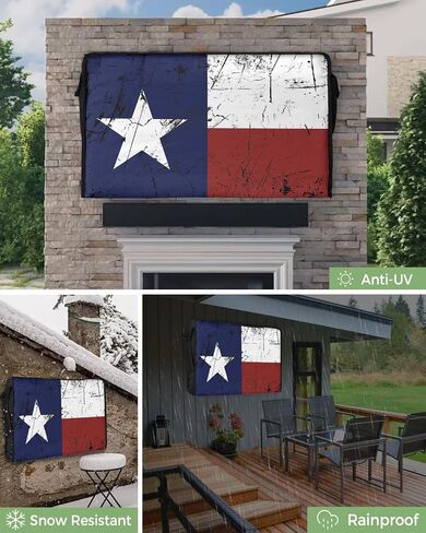 غطاء تلفزيون خارجي للرابع من يوليو مقاس 43 بوصة، غلاف تلفزيون بعلم تكساس العتيق، أغطية تلفزيون العلم الأمريكي لعيد الاستقلال للعطلات الخارجية، واقي شاشة عرض التلفزيون مع جيب للتحكم عن بعد in Kuwait