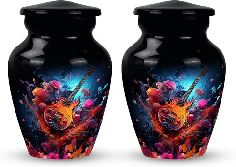 Vibrant Guitar Eruption - Small Urn for Ashes - Ashes Urn - Cremation Urns for Burial - Urn Adult Human (size-3nch,1pcs), Natural in Saudi Arabia