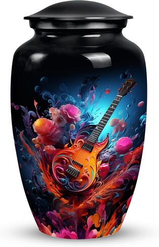 Vibrant Guitar Eruption - Small Urn for Ashes - Ashes Urn - Cremation Urns for Burial - Urn Adult Human (size-3nch,1pcs), Natural in Saudi Arabia