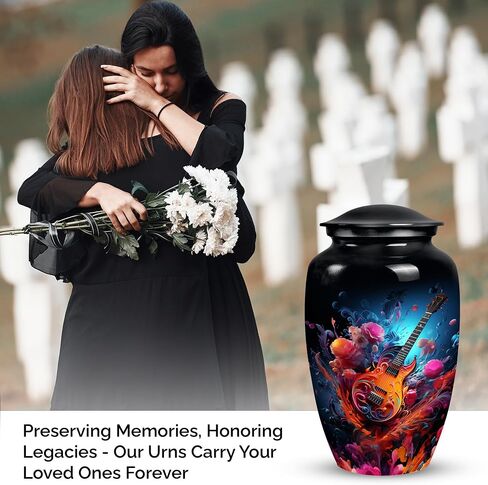 Vibrant Guitar Eruption - Small Urn for Ashes - Ashes Urn - Cremation Urns for Burial - Urn Adult Human (size-3nch,1pcs), Natural in Saudi Arabia