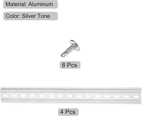 MECCANIXITY DIN Rail Slotted Aluminum Mounting Guide 20 Inch x 1.4 Inch x 0.3 Inch for Electrical Industrial Products Silver Tone 8 Pcs in Saudi Arabia