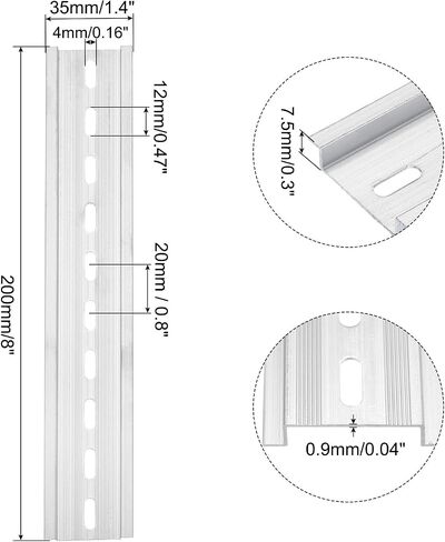 MECCANIXITY DIN Rail Slotted Aluminum Mounting Guide 20 Inch x 1.4 Inch x 0.3 Inch for Electrical Industrial Products Silver Tone 8 Pcs in Saudi Arabia