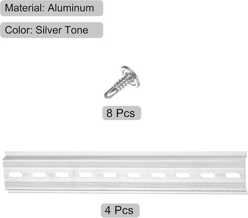 MECCANIXITY DIN Rail Slotted Aluminum Mounting Guide 20 Inch x 1.4 Inch x 0.3 Inch for Electrical Industrial Products Silver Tone 8 Pcs in Saudi Arabia