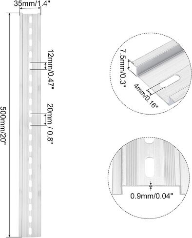 MECCANIXITY DIN Rail Slotted Aluminum Mounting Guide 20 Inch x 1.4 Inch x 0.3 Inch for Electrical Industrial Products Silver Tone 8 Pcs in Saudi Arabia