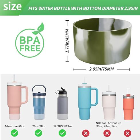 2Pcs Silicone Boot for Stanley 40 oz Quencher Adventure Tumbler and IceFlow Flip 30 oz 20 oz, Stanley Cup Accessories Protector Sleeve Bottom Cover Bumper for Stanley 40 oz with Handle in Kuwait