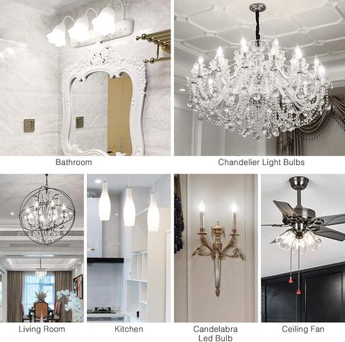 E12 Edison Candelabra LED Bulb,100 watt Equivalent Candelabra Dimmable Chandelier Light Bulbs 8W 2700K Warm White Clear 800lm E12 Vintage LED Filament Vintage Candle Bulb with Decorative,4.85in,4-Pack in Saudi Arabia
