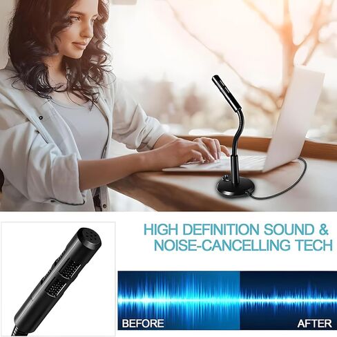 USB Mic, USB Gaming Mic, USB Microphone, Noise Cancellation Mic, Recording Mic for Laptop, Desktop Mac, Plug and Play, Black (Under 1000) in Saudi Arabia