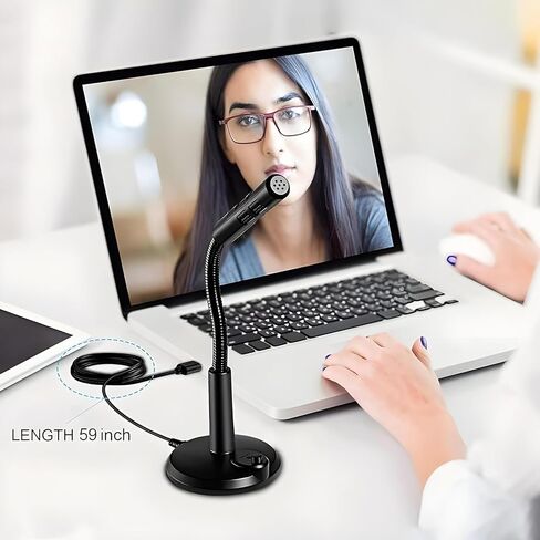 USB Mic, USB Gaming Mic, USB Microphone, Noise Cancellation Mic, Recording Mic for Laptop, Desktop Mac, Plug and Play, Black (Under 1000) in Saudi Arabia