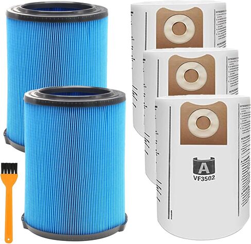 2 Pack VF5000 Vacuum Filter for Ridgid Shop Vac 5-20 Gallon Wet Dry Vacuums WD1450 WD0970 WD1270 WD06700 WD1680 + 3 Pack VF3502 High Efficiency Vacuum Bags for Ridgid Shop Vac 12-16 Gallon in Saudi Arabia