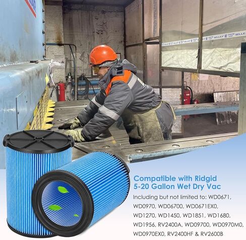 2 Pack VF5000 Vacuum Filter for Ridgid Shop Vac 5-20 Gallon Wet Dry Vacuums WD1450 WD0970 WD1270 WD06700 WD1680 + 3 Pack VF3502 High Efficiency Vacuum Bags for Ridgid Shop Vac 12-16 Gallon in Saudi Arabia