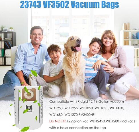 2 Pack VF5000 Vacuum Filter for Ridgid Shop Vac 5-20 Gallon Wet Dry Vacuums WD1450 WD0970 WD1270 WD06700 WD1680 + 3 Pack VF3502 High Efficiency Vacuum Bags for Ridgid Shop Vac 12-16 Gallon in Saudi Arabia