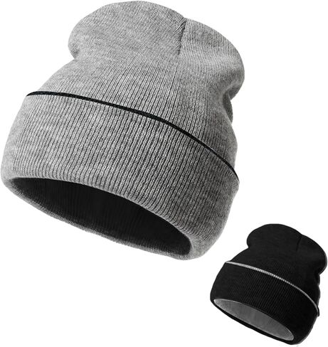 ZOORON 1Pack Unisex Reversible Beanie for Men Women Men's Warm Winter Hats Knit Cuff Beanie Cap,Reversible Double-Side-Wear in Kuwait