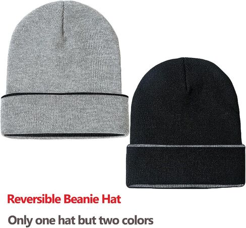 ZOORON 1Pack Unisex Reversible Beanie for Men Women Men's Warm Winter Hats Knit Cuff Beanie Cap,Reversible Double-Side-Wear in Kuwait