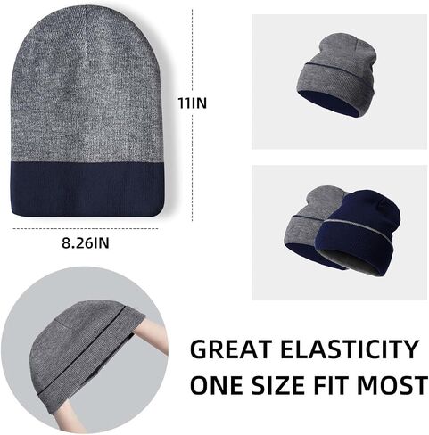 ZOORON 1Pack Unisex Reversible Beanie for Men Women Men's Warm Winter Hats Knit Cuff Beanie Cap,Reversible Double-Side-Wear in Kuwait