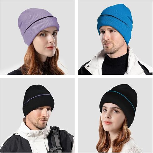 ZOORON 1Pack Unisex Reversible Beanie for Men Women Men's Warm Winter Hats Knit Cuff Beanie Cap,Reversible Double-Side-Wear in Kuwait