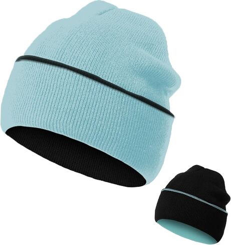 ZOORON 1Pack Unisex Reversible Beanie for Men Women Men's Warm Winter Hats Knit Cuff Beanie Cap,Reversible Double-Side-Wear in Kuwait