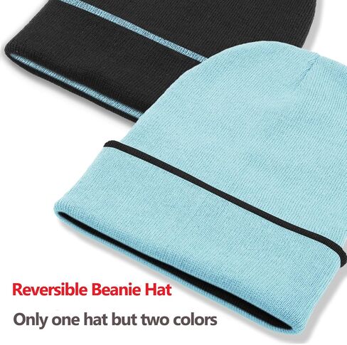 ZOORON 1Pack Unisex Reversible Beanie for Men Women Men's Warm Winter Hats Knit Cuff Beanie Cap,Reversible Double-Side-Wear in Kuwait