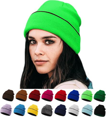 ZOORON 1Pack Unisex Reversible Beanie for Men Women Men's Warm Winter Hats Knit Cuff Beanie Cap,Reversible Double-Side-Wear in Kuwait