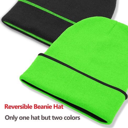 ZOORON 1Pack Unisex Reversible Beanie for Men Women Men's Warm Winter Hats Knit Cuff Beanie Cap,Reversible Double-Side-Wear in Kuwait