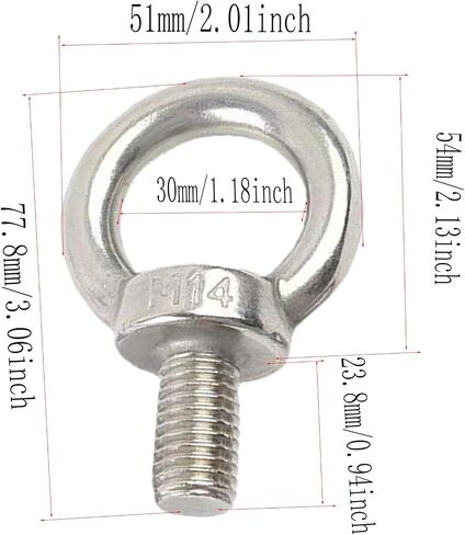 304 Stainless Steel M10Thread Machinery Shoulder Lifting Forged Eye Bolts (Pack of 5) in Saudi Arabia