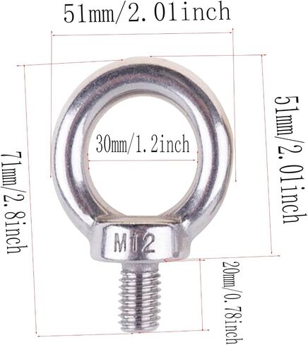 304 Stainless Steel M10Thread Machinery Shoulder Lifting Forged Eye Bolts (Pack of 5) in Saudi Arabia