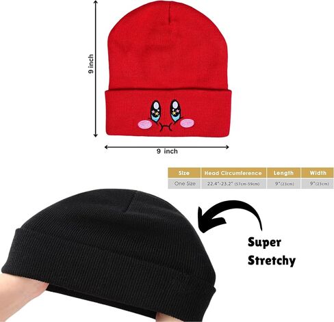 Kid-by Satin Lined Knit Beanie Cute Anime Hat with Embroidered Face, Acrylic with Silk Lining for Women & Men in Saudi Arabia