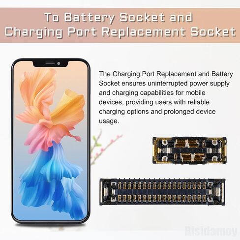 مجموعة استبدال مقبس اللوحة الأم من 8 قطع على شكل B لهاتف iPhone 12 PRO MAX، بما في ذلك موصل بطارية الكاميرا المقربة بزاوية واسعة ومقبس NFC SIM ومقبس LCD يعمل باللمس لهاتف iPhone 12PROMAX in Saudi Arabia