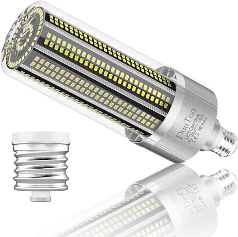 54W LED Corn Lights Bulb 3000K Warm White 450Watts Equivalent 7182Lumens Super Bright E26 Lamp Bulbs E39 Mogul Base Adapter AC100-277V High Bay Large Area Commercial Lighting 5 Years Warranty in Saudi Arabia
