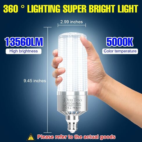 54W LED Corn Lights Bulb 3000K Warm White 450Watts Equivalent 7182Lumens Super Bright E26 Lamp Bulbs E39 Mogul Base Adapter AC100-277V High Bay Large Area Commercial Lighting 5 Years Warranty in Saudi Arabia