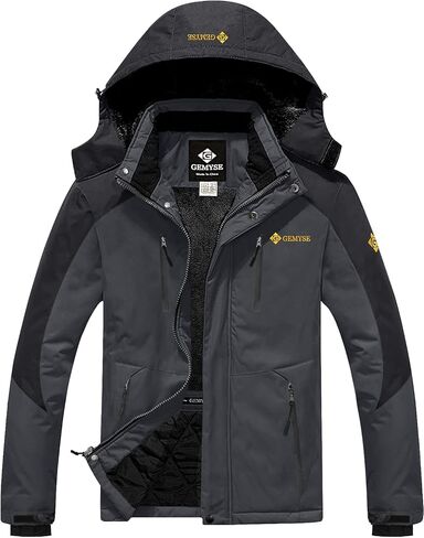 GEMYSE Men's Waterproof Ski Snow Jacket Insulated Winter Windproof Fleece Jacket with Hood in Kuwait