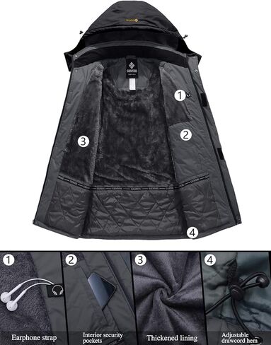 GEMYSE Men's Waterproof Ski Snow Jacket Insulated Winter Windproof Fleece Jacket with Hood in Kuwait