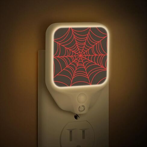 Plug-in Led Night Light with Auto Dusk to Dawn Sensor for Boys Girls Room Decor, Black Spider Web Adjustable Brightness Warm White Lights for Hallway,Bedroom, Kids Room, Kitchen, Stairway in Saudi Arabia