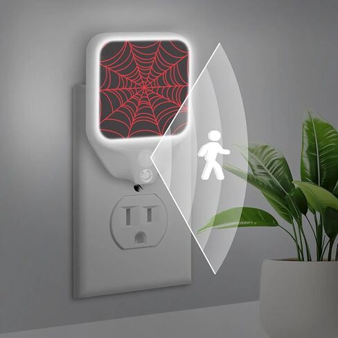 Plug-in Led Night Light with Auto Dusk to Dawn Sensor for Boys Girls Room Decor, Black Spider Web Adjustable Brightness Warm White Lights for Hallway,Bedroom, Kids Room, Kitchen, Stairway in Saudi Arabia
