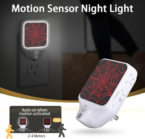 Plug-in Led Night Light with Auto Dusk to Dawn Sensor for Boys Girls Room Decor, Black Spider Web Adjustable Brightness Warm White Lights for Hallway,Bedroom, Kids Room, Kitchen, Stairway in Saudi Arabia