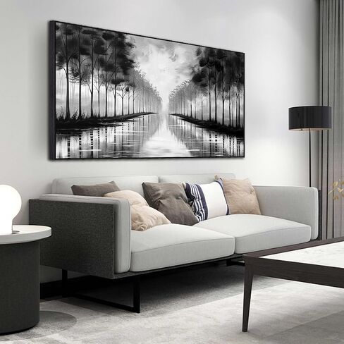 Black and White Flower Canvas Wall Art With Black Wood Frames Large Modern Canvas Prints Framed Wall Art for Living Room Bedroom Home Office Size 20x40 in Saudi Arabia