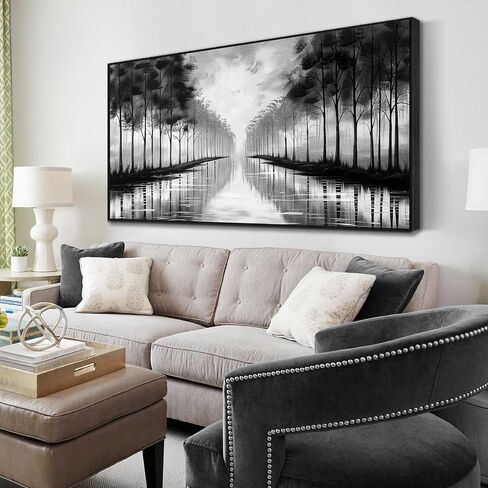 Black and White Flower Canvas Wall Art With Black Wood Frames Large Modern Canvas Prints Framed Wall Art for Living Room Bedroom Home Office Size 20x40 in Saudi Arabia