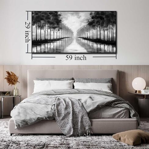 Black and White Flower Canvas Wall Art With Black Wood Frames Large Modern Canvas Prints Framed Wall Art for Living Room Bedroom Home Office Size 20x40 in Saudi Arabia