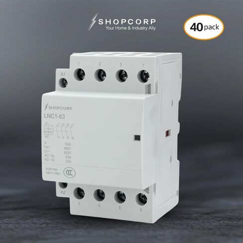 4 Pole Contactor 120v Coil Normally Open (NO) 60 amp IEC 400V AC Contactor - 110/120VAC Coil, 40a contactor Motor Load and Lighting Load 60A, Silent Operation with Mounting Base for DIN Rail in Kuwait