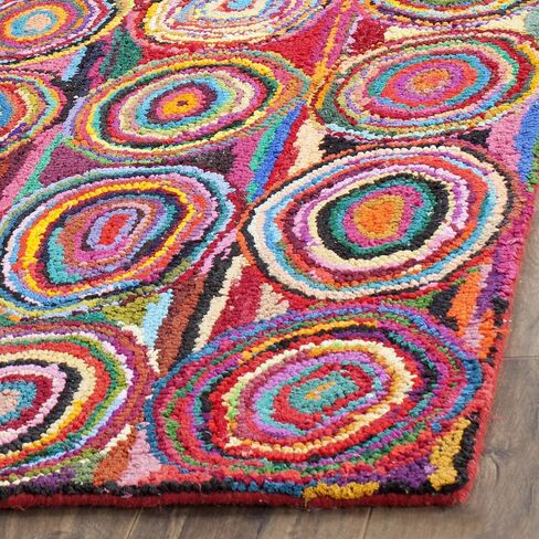 SAFAVIEH Nantucket Collection Runner Rug - 2'3" x 8', Pink & Multi, Handmade Modern Abstract Boho Cotton, Ideal for High Traffic Areas in Living Room, Bedroom (NAN143A) in Saudi Arabia