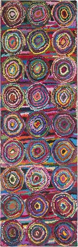 SAFAVIEH Nantucket Collection Runner Rug - 2'3" x 8', Pink & Multi, Handmade Modern Abstract Boho Cotton, Ideal for High Traffic Areas in Living Room, Bedroom (NAN143A) in Saudi Arabia