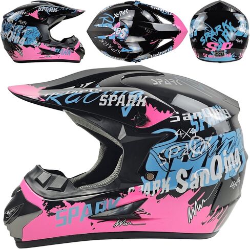 Motocross Helmet,Youth & Adult ATV Dirt Bike Motorcycle Helmet, Kids BMX 4-Wheeler Off-Road Mountain Bike Helmet,DOT Certified,W/Gloves Goggles Mask 4-Piece Set in Kuwait