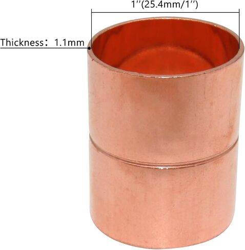 Straight Copper Fittings,7/8 Inch ID Welding Joint for HVAC Units, with Rolled Tube Stop Sweat Ends,Pack of 10 in Saudi Arabia