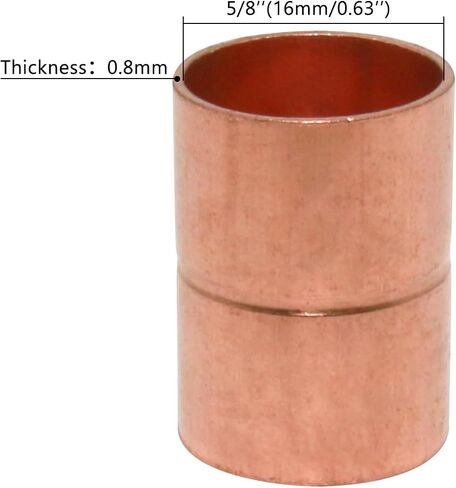 Straight Copper Fittings,7/8 Inch ID Welding Joint for HVAC Units, with Rolled Tube Stop Sweat Ends,Pack of 10 in Saudi Arabia