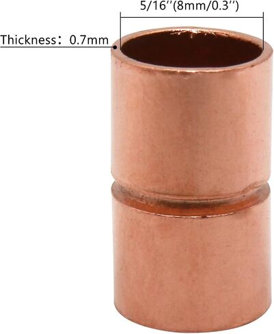 Straight Copper Fittings,7/8 Inch ID Welding Joint for HVAC Units, with Rolled Tube Stop Sweat Ends,Pack of 10 in Saudi Arabia