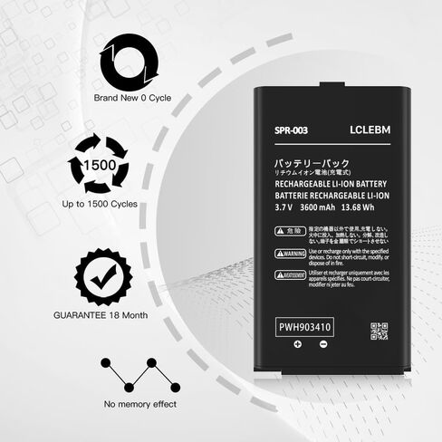 (3600mAh) Battery for Nintendo SPR-003, 2024 New 0 Cycle Higher Capacity Rechargeable Battery Replacement for Nintendo Switch 3DS XL SPR-001, 3DS XL RED-001, SPR-A-BPAA-CO Game Console with Tool in Kuwait