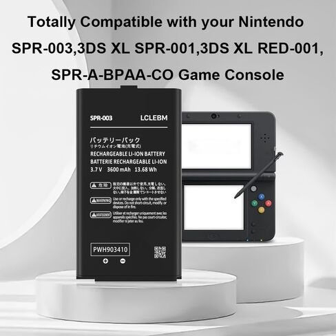 (3600mAh) Battery for Nintendo SPR-003, 2024 New 0 Cycle Higher Capacity Rechargeable Battery Replacement for Nintendo Switch 3DS XL SPR-001, 3DS XL RED-001, SPR-A-BPAA-CO Game Console with Tool in Kuwait